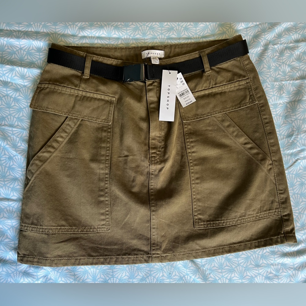 Topshop Khaki Skirt with Belt